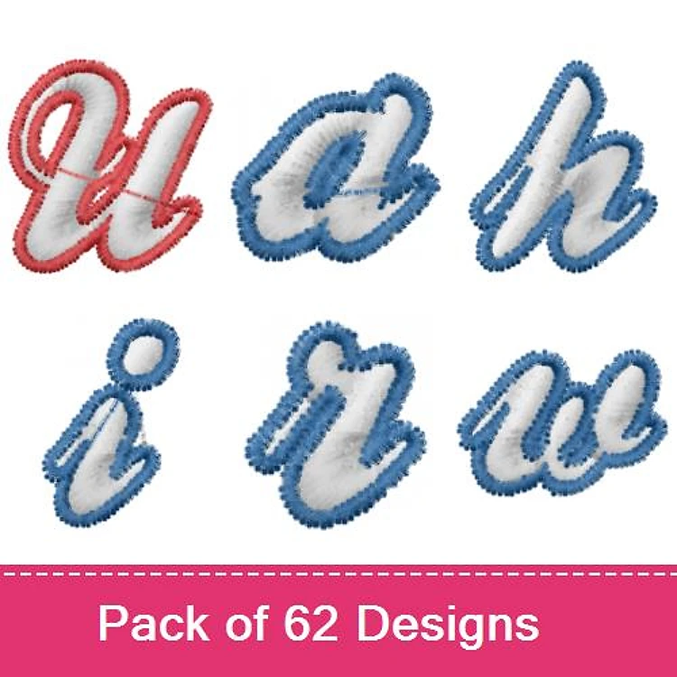 Applique Whimsical Alphabet Letters Embroidery Designs Bundle – Red Script Letter U, Blue Script Letter A & More (62 Designs)