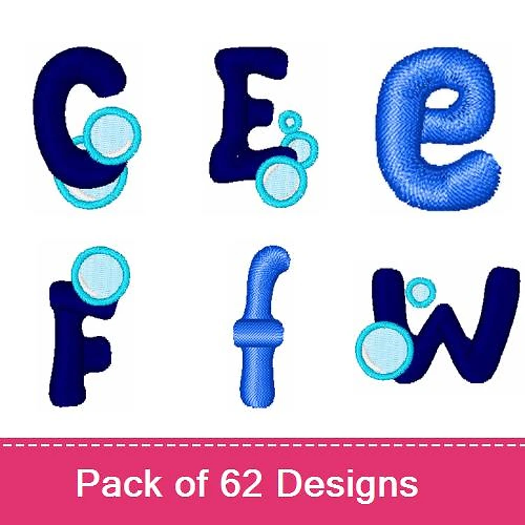 Decorative Letters Embroidery Designs Bundle – Letters with Bubble Embellishments (62 Designs)