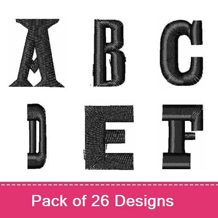 Alphabet Letters Embroidery Designs Bundle – A Letter, B Letter, C Letter, D Letter & More (26 Designs)