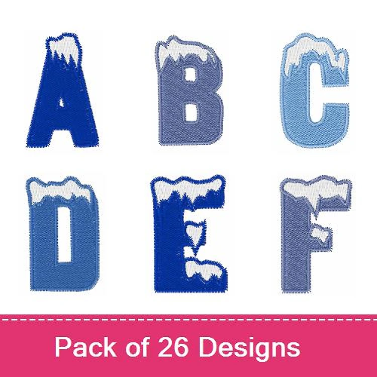 Frosty Alphabet Letters Embroidery Designs Bundle – Frosty Letter A, Frosty Letter B, Frosty Letter C & More (26 Designs)
