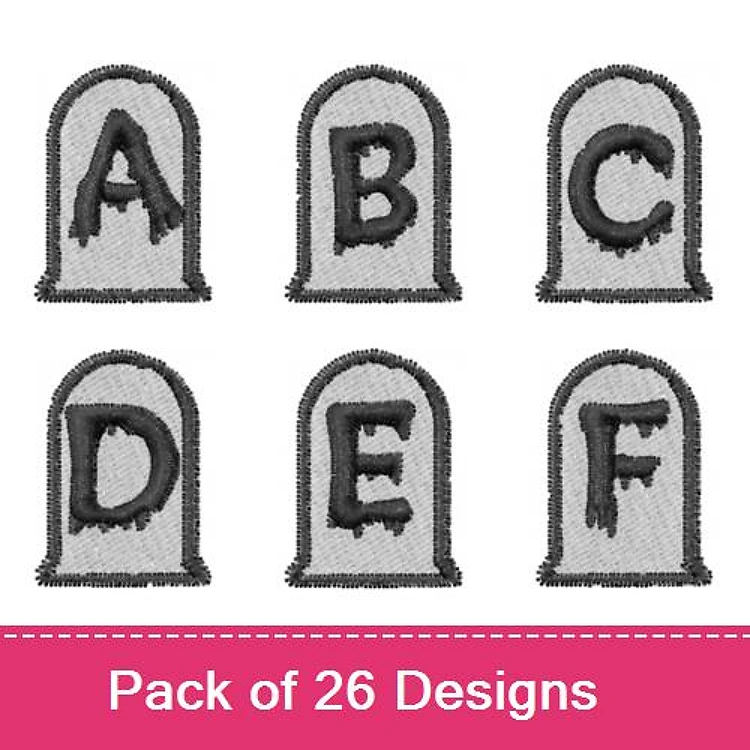 Grave Marker Letters Embroidery Designs Bundle – Grave Marker A, Grave Marker B, Grave Marker C & More (26 Designs)