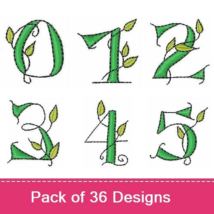Floral Numbers Embroidery Designs Bundle – Floral Number 0, Floral Number 1, Floral Number 2 & More (36 Designs)