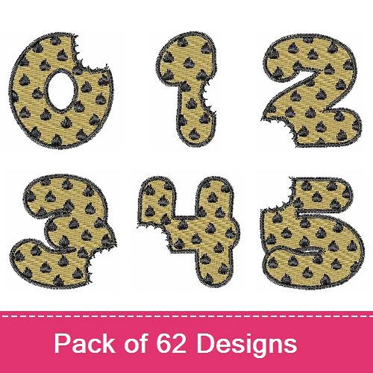 Applique Number Embroidery Designs Bundle – Number 0, Number 1, Number 2 & More (62 Designs)
