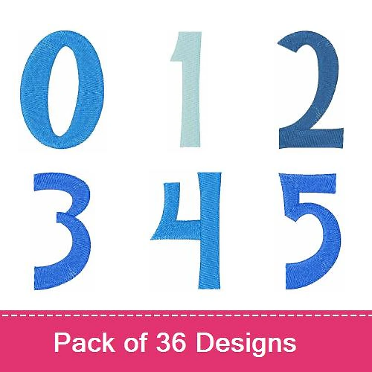 Colorful Embroidered Numbers Embroidery Designs Bundle – Number 0, Number 1, Number 2, Number 3, Number 4, Number 5 & More (36 Designs)