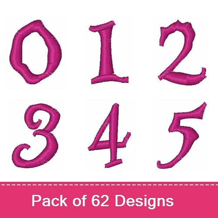 Standard Number Embroidery Bundle – Number 0, Number 1, Number 2, Number 3, Number 4 & More (62 Designs)