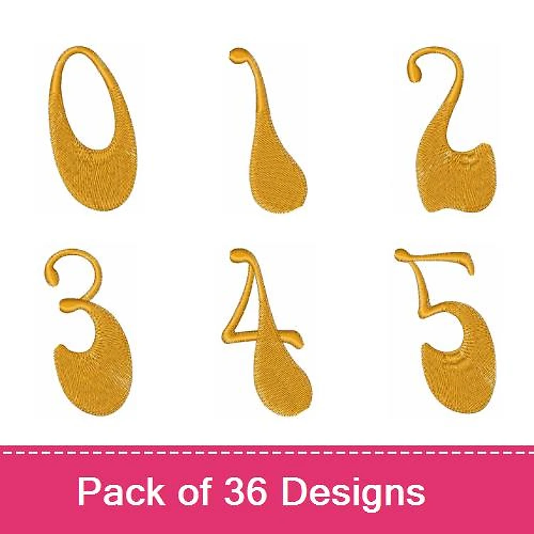 Decorative Numbers Embroidery Designs Bundle – Number 0, Number 1, Number 2, Number 3 & More (36 Designs)