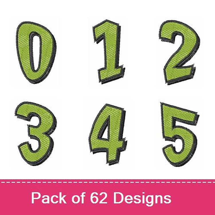 Number Designs Embroidery Designs Bundle – Number 0, Number 1, Number 2 & More (62 Designs)