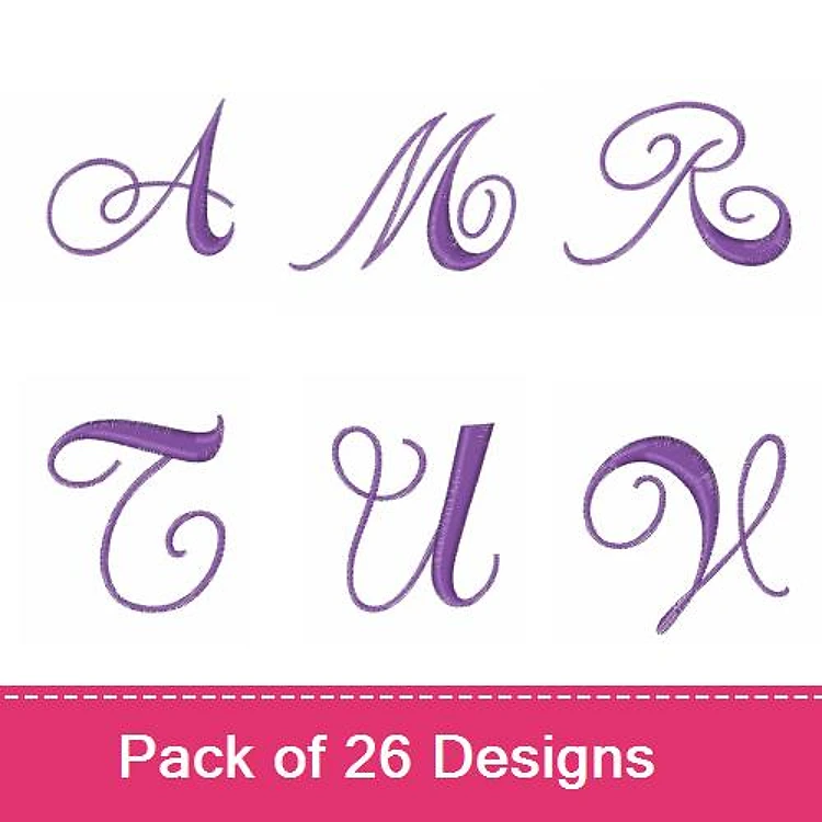 Decorative Monogram Letters Embroidery Designs Bundle – Elegant Letter A, M, R & More (26 Designs)