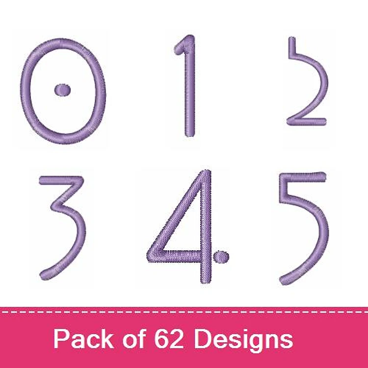Number Designs Embroidery Bundle – Number Zero, Number One, Number Two, Number Three, Number Four, Number Five & More (62 Designs)