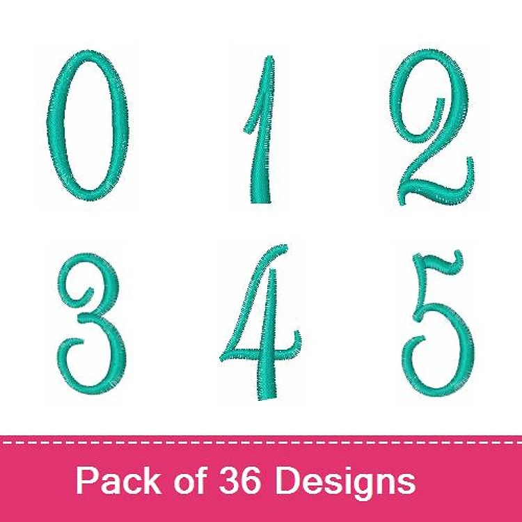 Cursive Numbers Embroidery Designs Bundle – Cursive Number 0, Cursive Number 1, Cursive Number 2 & More (36 Designs)