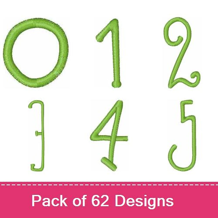 Numbers and Symbols Embroidery Designs Bundle – Number 0, Number 1, Number 2, Number 3 & More (62 Designs)