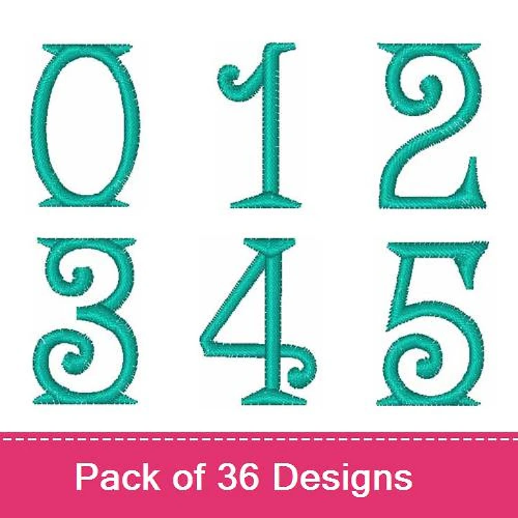 Decorative Numbers Embroidery Designs Bundle – Number 0, Number 1, Number 2, Number 3 & More (36 Designs)