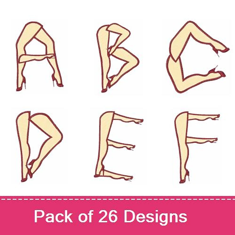 Alphabet with Legs Embroidery Designs Bundle – A with Legs, B with Legs, C with Legs & More (26 Designs)