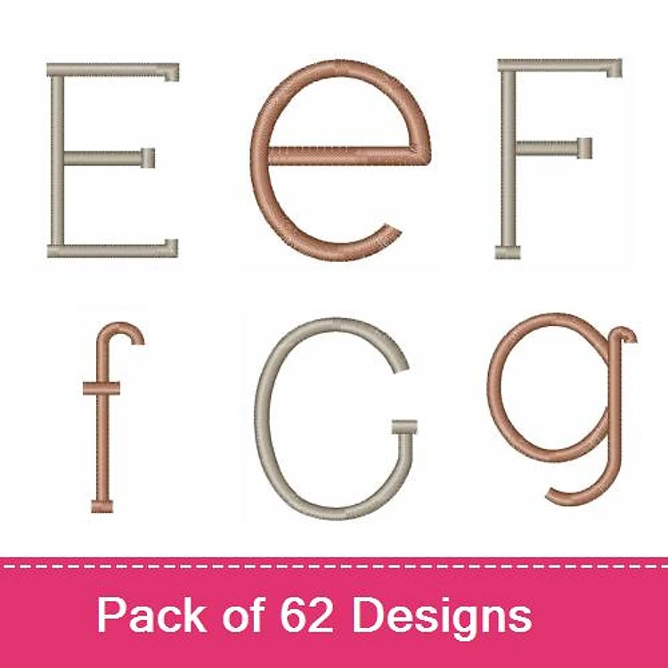 Letter Designs Embroidery Bundle – E, e, F, f, G, g & More (62 Designs)
