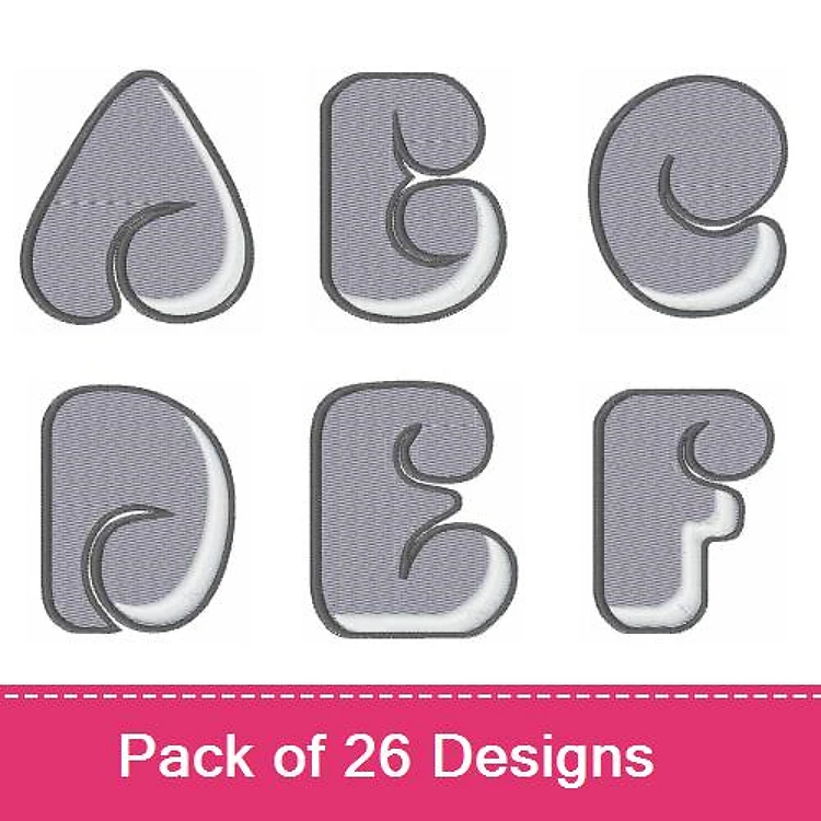 Applique Curvy Alphabet Letters Embroidery Designs Bundle – Curvy Letter A, Curvy Letter B, Curvy Letter C & More (26 Designs)