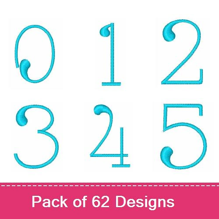 Decorative Numbers Embroidery Bundle – Number 0, Number 1, Number 2 & More (62 Designs)