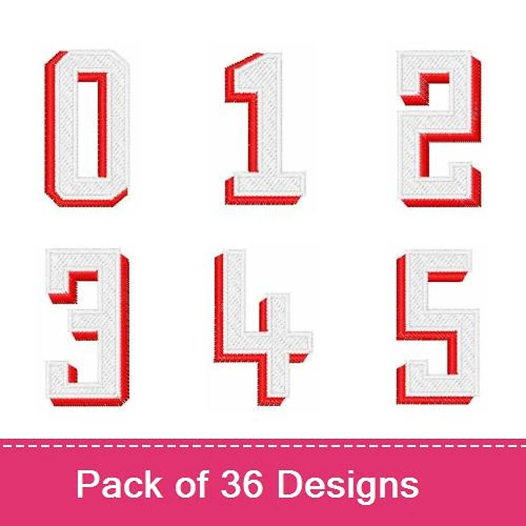 Number Embroidery Designs Bundle – Number 0, Number 1, Number 2, Number 3 & More (36 Designs)