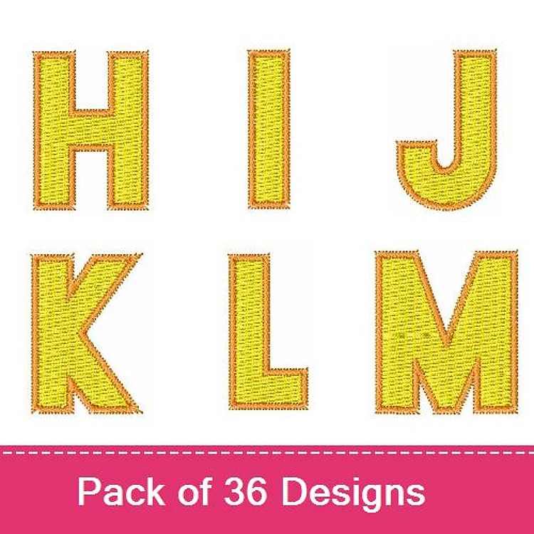 Alphabet Letters Embroidery Designs Bundle – H, I, J, K, L, M & More (36 Designs)