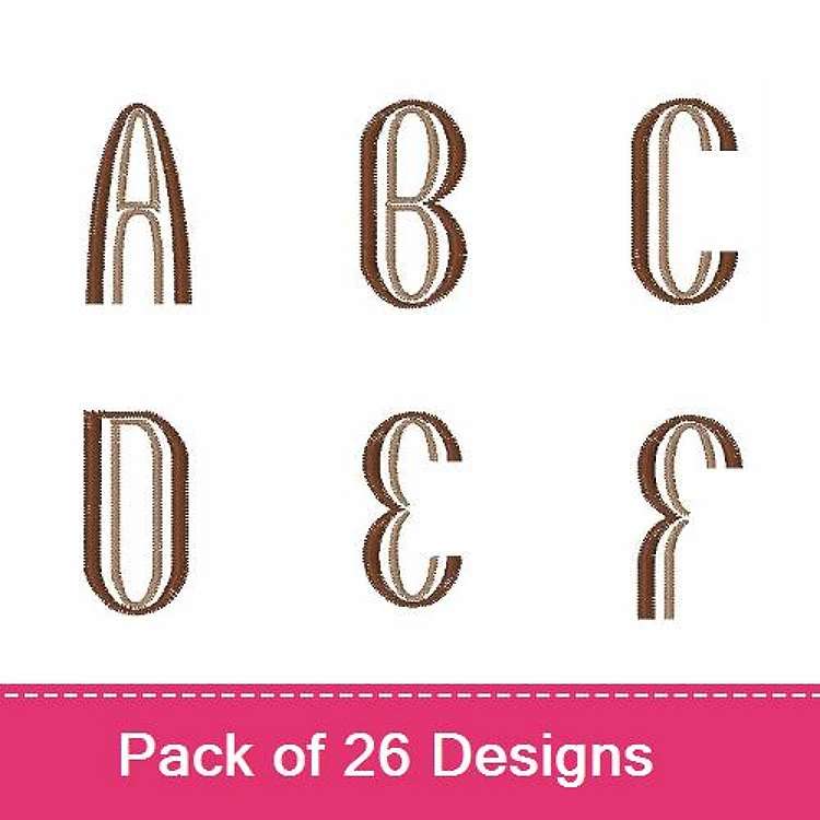 Outlined Letters Embroidery Designs Bundle – A, B, C, D, E, F, G & More (26 Designs)