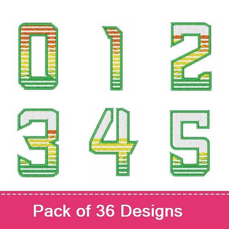 Numbers Embroidery Designs Bundle – Number 0, Number 1, Number 2, Number 3 & More (36 Designs)