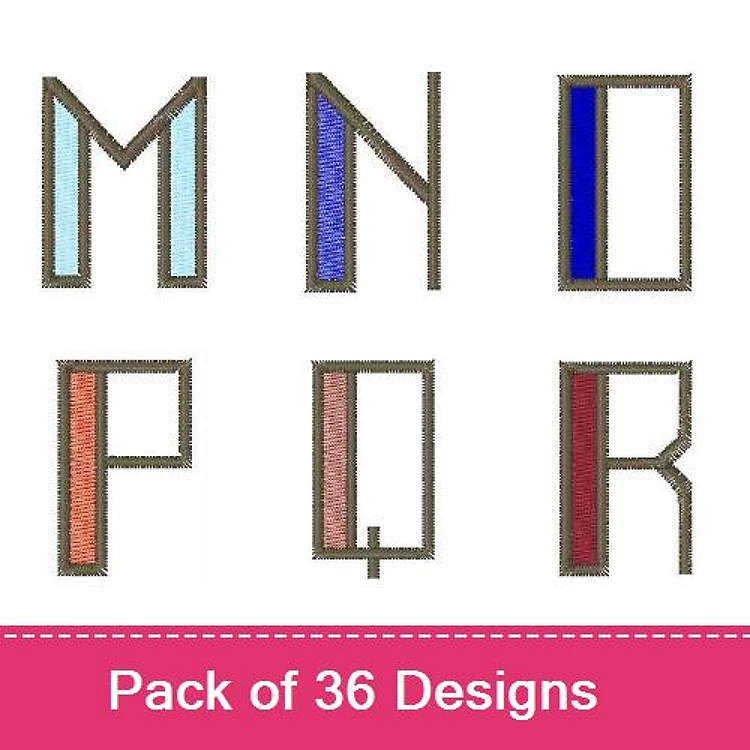 Alphabet Letters Embroidery Designs Bundle – M, N, O, P, Q, R & More (36 Designs)