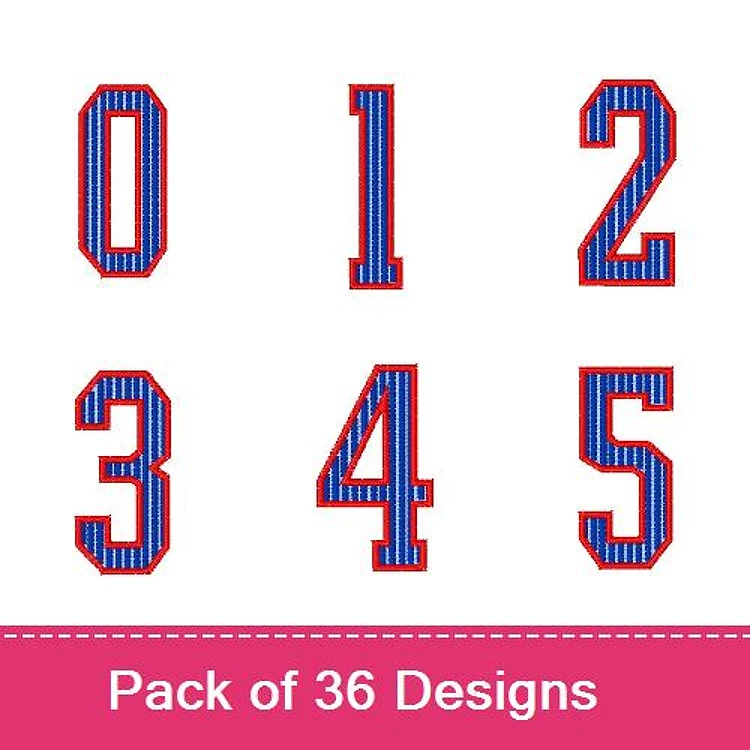 Numbers Embroidery Designs Bundle – Striped 0 to 5 & More (36 Designs)