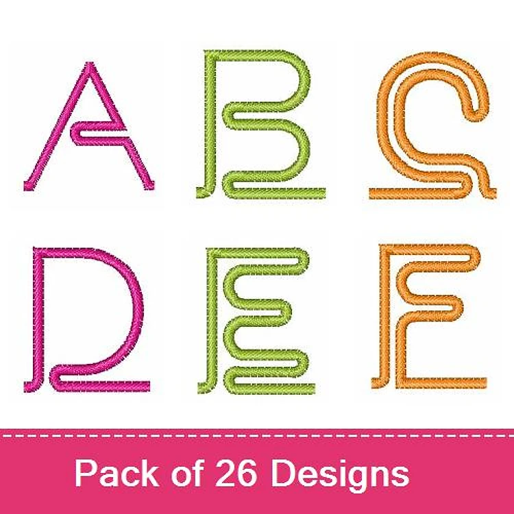 Colorful Alphabet Letters Embroidery Designs Bundle – A, B, C, D, E & More (26 Designs)