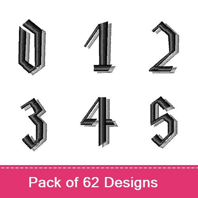3D Numbers Embroidery Designs Bundle – Number 0, Number 1, Number 2, Number 3 & More (62 Designs)