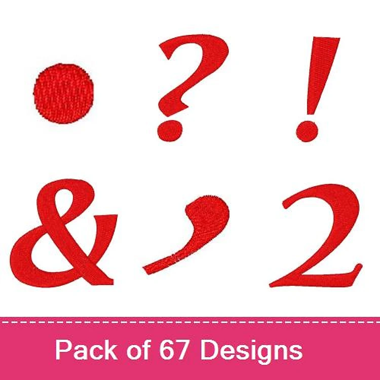 Punctuation and Numbers Embroidery Designs Bundle – Red Circle, Red Question Mark, Red Exclamation Mark & More (67 Designs)