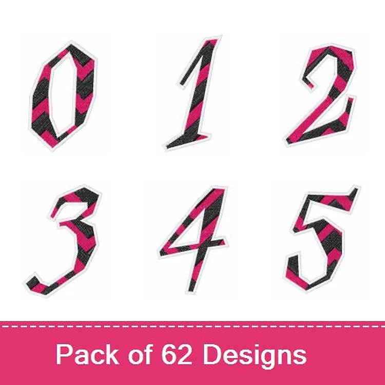 Applique Decorative Numbers Embroidery Bundle – Number 0, Number 1, Number 2 & More (62 Designs)