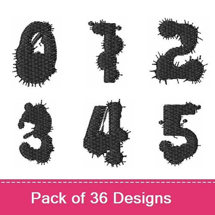 Decorative Numbers Embroidery Designs Bundle – Number 0, Number 1, Number 2, Number 3, Number 4, Number 5 & More (36 Designs)