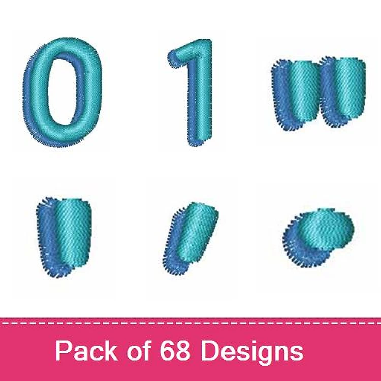 Rippled Number Embroidery Designs Bundle – Rippled Number 0, Rippled Number 1, Rippled Number 2 & More (68 Designs)
