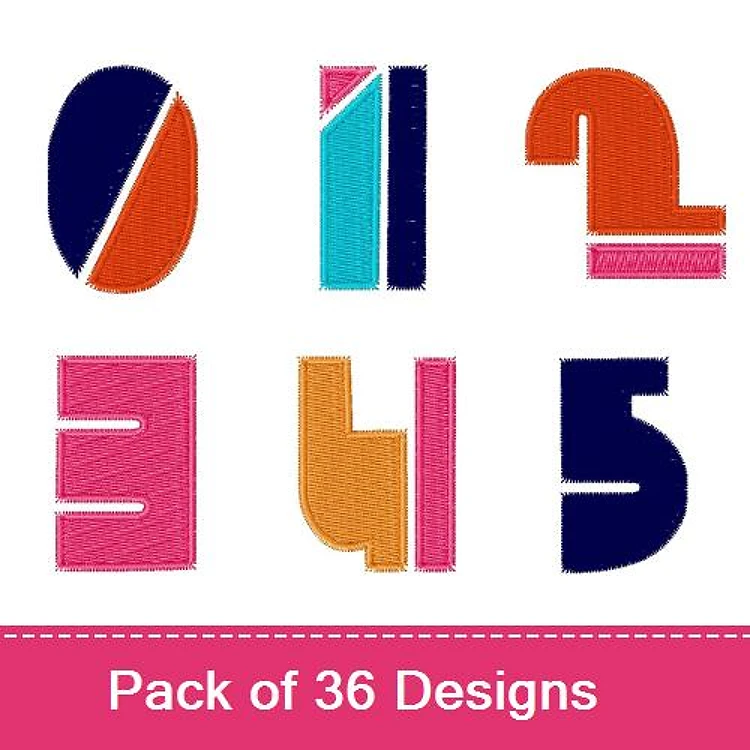 Colorful Numbers Embroidery Designs Bundle – Number 0, Number 1, Number 2, Number 3, Number 4, Number 5 & More (36 Designs)
