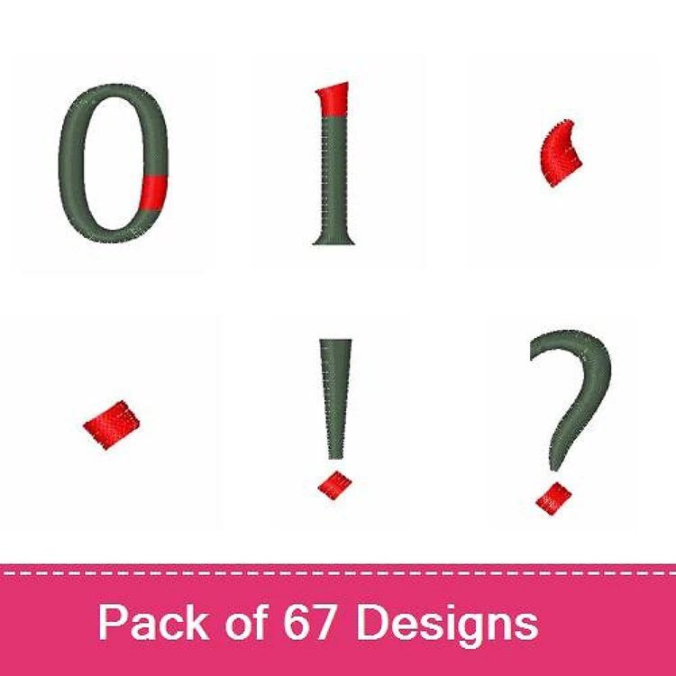 Number & Punctuation Embroidery Designs Bundle – Number 0, Number 1, Exclamation Mark, Question Mark (67 Designs)