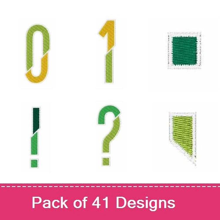 Punctuation and Shapes Embroidery Designs Bundle – Numbers 0, Numbers 1, Exclamation Mark & More (41 Designs)