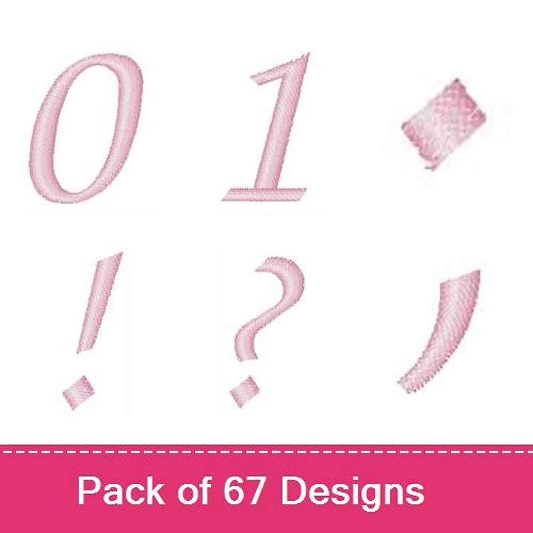 Digital Numbers & Symbols Embroidery Designs Bundle – Number 0, Number 1, Exclamation Mark & More (67 Designs)
