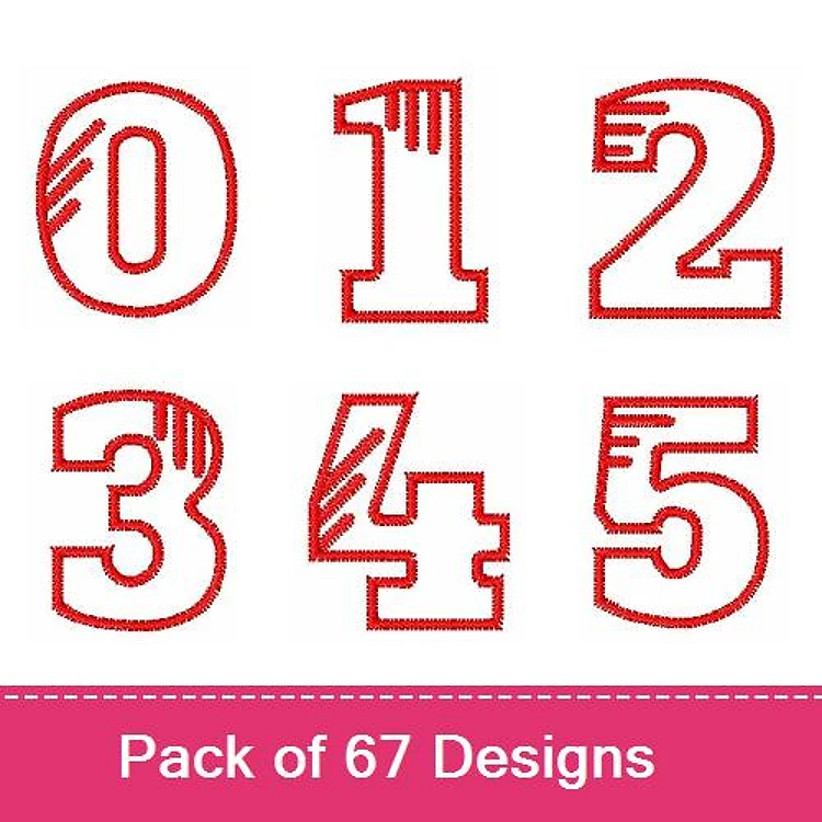 Redwork Number Embroidery Bundle – Number 0, Number 1, Number 2, Number 3 & More (67 Designs)