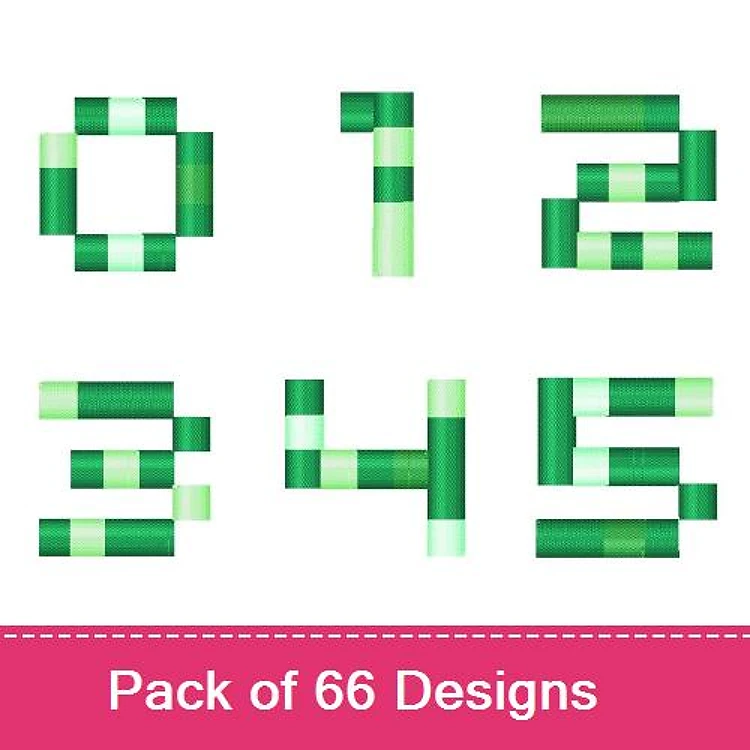 Numbers Embroidery Designs Bundle – Green Number 0, Green Number 1, Green Number 2 & More (66 Designs)