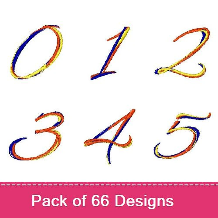 Colorful Numeric Embroidery Designs Bundle – Number 0, Number 1, Number 2, Number 3, Number 4, Number 5 & More (66 Designs)