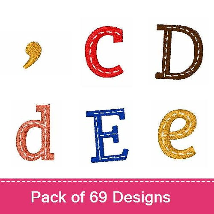 Colorful Letters Embroidery Designs Bundle – Capital C, Capital D, Lowercase d, Capital E & More (69 Designs)