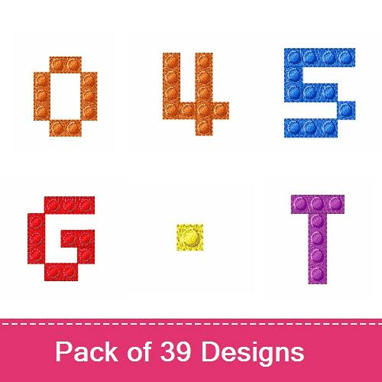 Colored Alphabet Letters Embroidery Designs Bundle – Orange Number 0, Blue Number 6, Red Letter G & More (39 Designs)