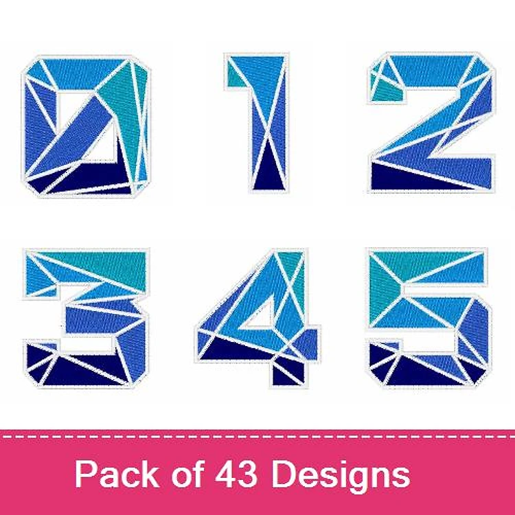 Geometric Number Embroidery Designs Bundle – Unique Polygonal Number Art (43 Designs)