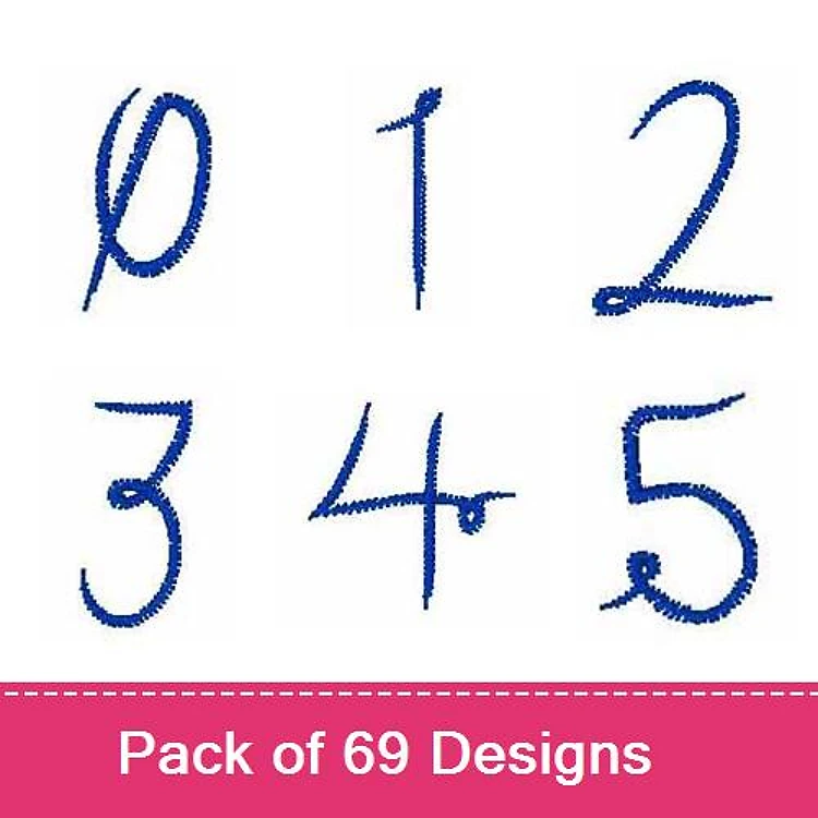 Handwritten Numbers Embroidery Designs Bundle – Number 0, Number 1, Number 2 & More (69 Designs)