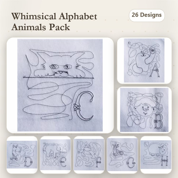 Alphabet Embroidery Bundle – Fun Letters & Characters (26 Designs)