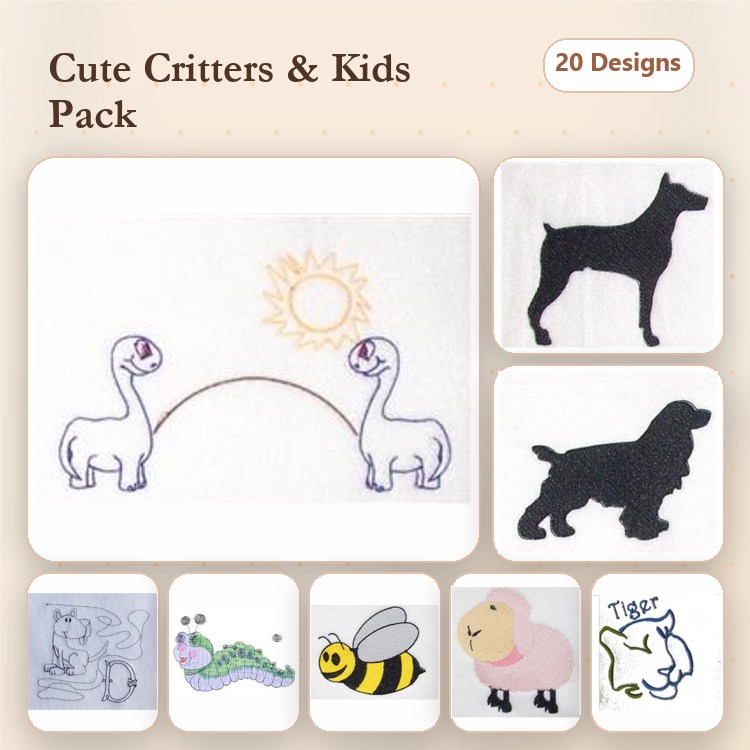 Dog & Child Embroidery Bundle – Fun and Playful Designs (20 Designs)