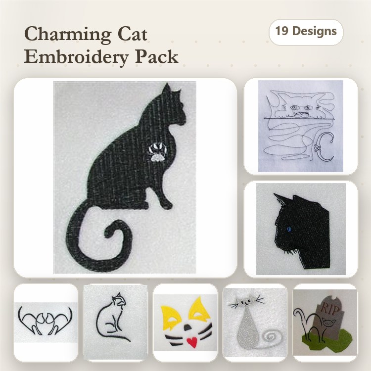 Cat & Paw Print Embroidery Bundle – Fun Designs (20 Designs)