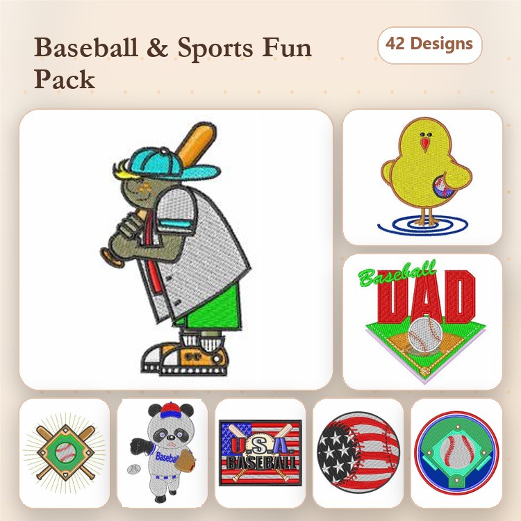 Baseball & Golf Embroidery Bundle – Sports and Action (42 Designs)