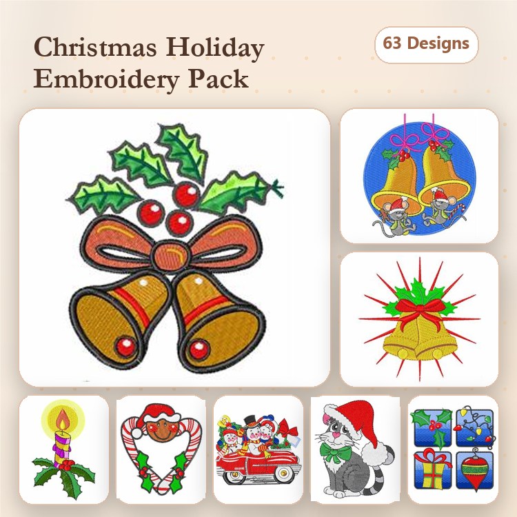 Christmas Embroidery Bundle – Stocking, Teddy Bear, Tree & More (63 Designs)