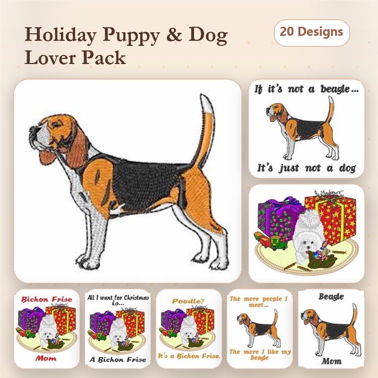 Beagle & Greyhound Embroidery Bundle – Dog Racing Themes (20 Designs)