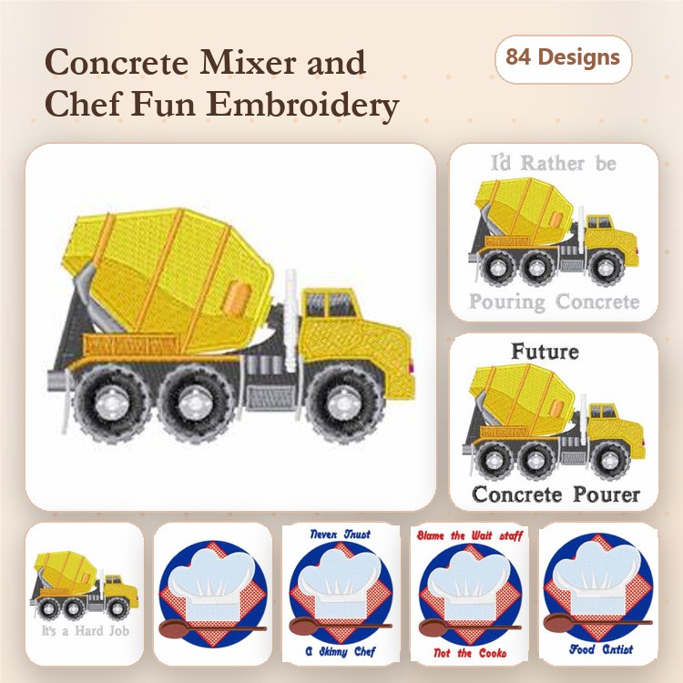 Construction Truck & Police Officer Embroidery Bundle – Fun Designs (85 Designs)